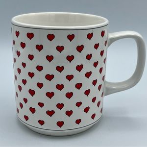Vintage Red Tiny Heart Print Coffee Cup Mug 3.25”